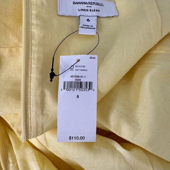 Banana Republic Mini Dress Size 6 Yellow Linen Blend - Picture 9 of 10